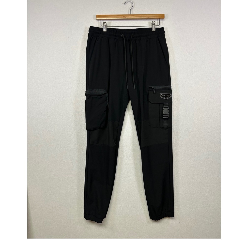 Techwear Streetwear Supply & Demand Mens Size Medium Black Cargo Jogger Pants